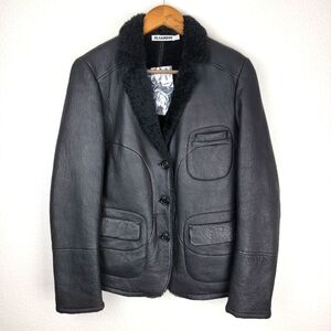 NWOT Jil Sander Shearling Leather Jacket Black 38/8